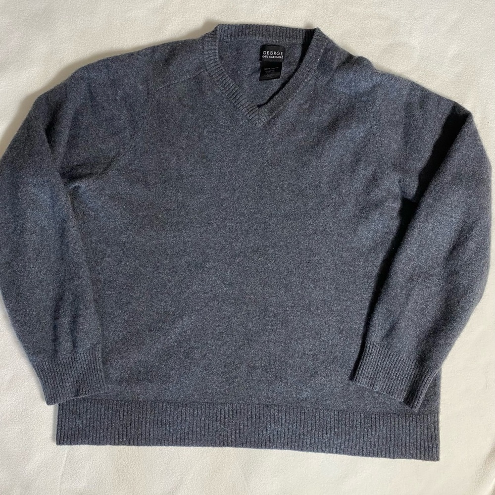 George Men's Gray V-Neck Sweater